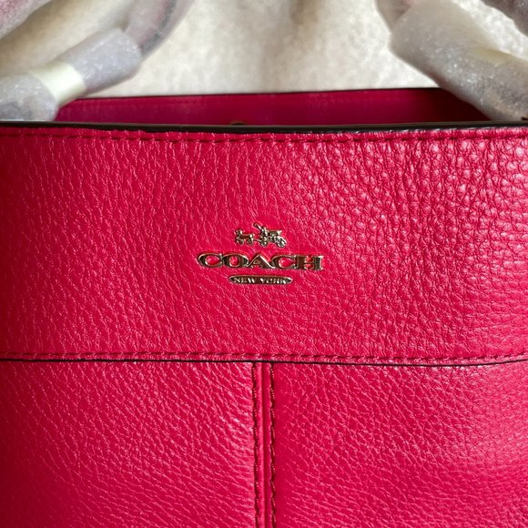 Coach Lexy Shoulder Bag Bright Pink PEBBLE LEATHER NWT - Picture 10 of 14